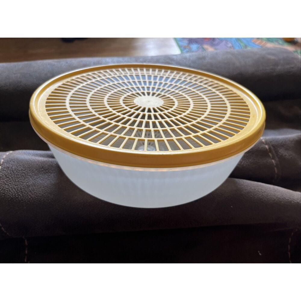 Vintage Tupperware Colander Strainer Bowl 1835-4 Flow Thru Sheer Mint Lid 1836-1